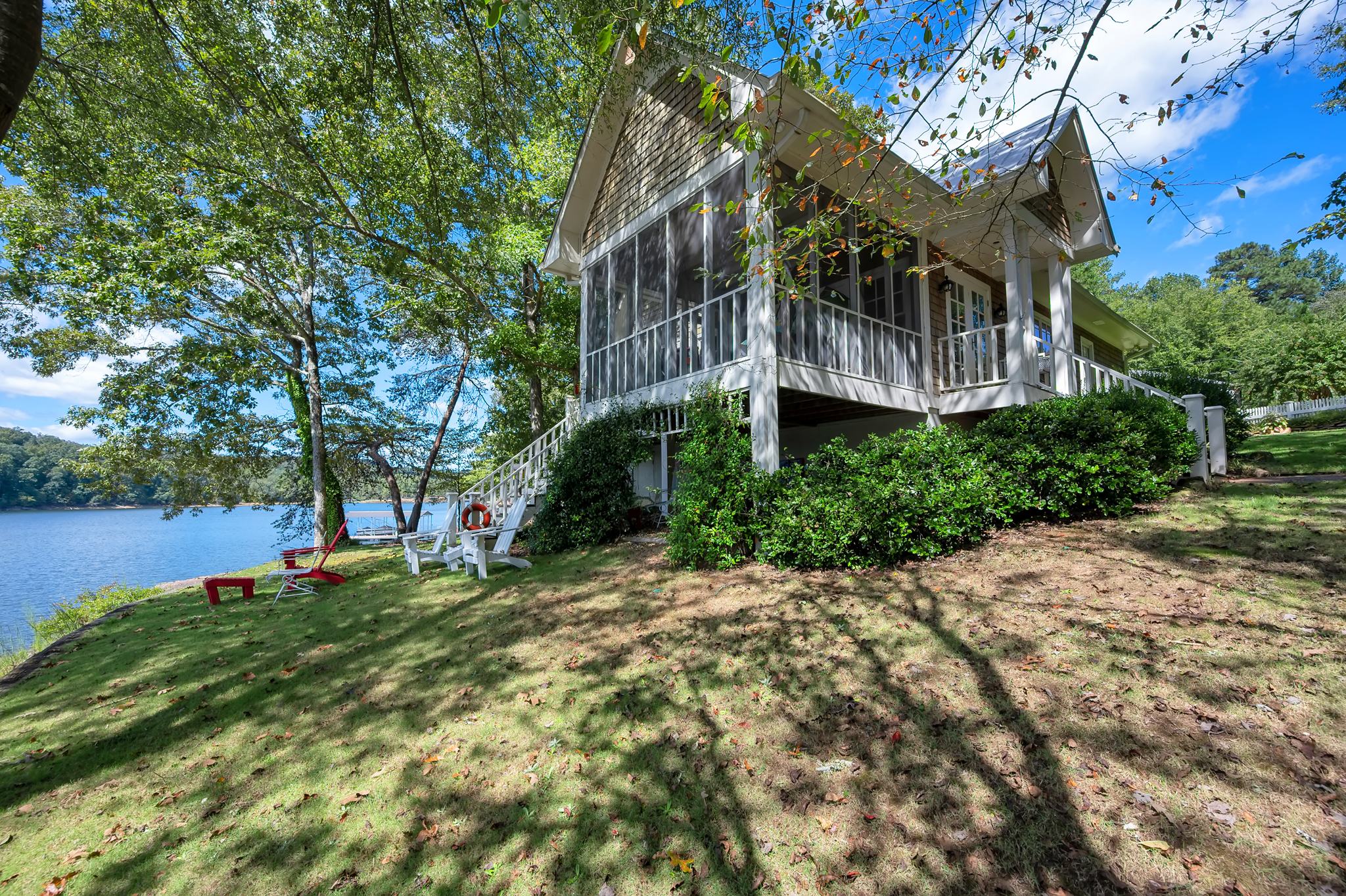 Front of lake cottage